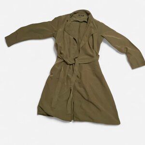 American Apparel Taupe/Olive Lightweight Draped Trench Coat Open Front